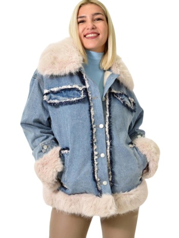 τζιν μπουφάν με συνθετική γούνα τζιν 25876