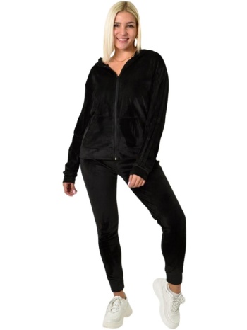 σετ βελουτέ φόρμα με σχέδιο μαύρο 25906