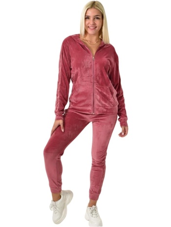 σετ βελουτέ φόρμα με σχέδιο ροζ 25908