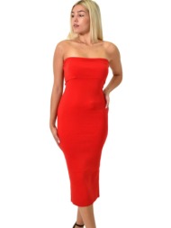 στράπλες μίντι φόρεμα κόκκινο 25930