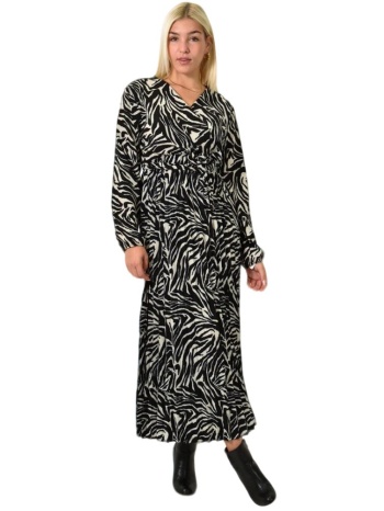 μίντι φόρεμα με μοτίβο animal print πλισέ μαύρο 25979