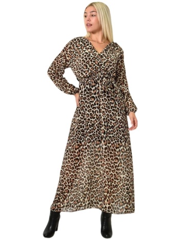 μίντι φόρεμα με μοτίβο κρουαζέ animal print 26016