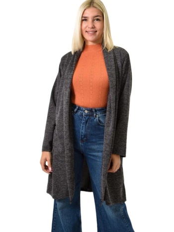 πλεκτό καρντιγκαν με μακρύ μήκος ανθρακί 25942