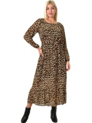 μάξι φόρεμα με μοτίβο και βολάν animal print 25954