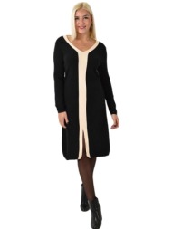 πλεκτό φόρεμα με λεπτομέρειες και λαιμόκοψη v μαύρο 26075