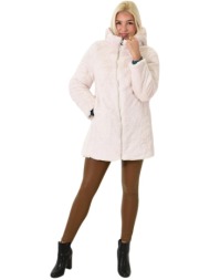 μπουφάν διπλής όψης με κουκούλα εκρού 26143