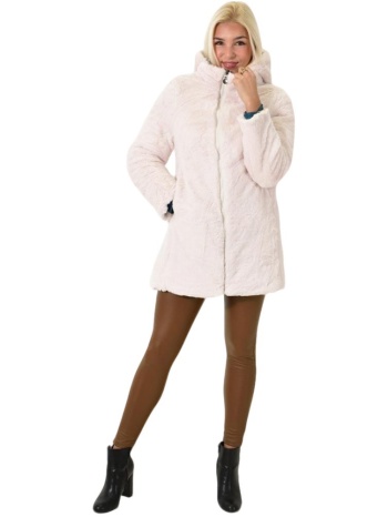 μπουφάν διπλής όψης με κουκούλα εκρού 26143