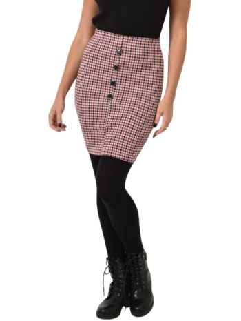 κοντή καρό φούστα με κουμπιά κόκκινο 26125