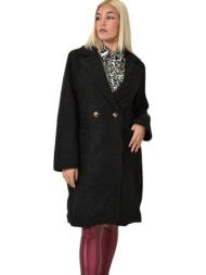 μακρύ μάλλινο παλτό με κουμπιά μαύρο 26093