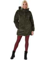 μπουφάν διπλής όψης με κουκούλα λαδί 26142