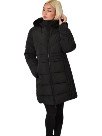 μακρύ μπουφάν καπιτονέ μαύρο 26146