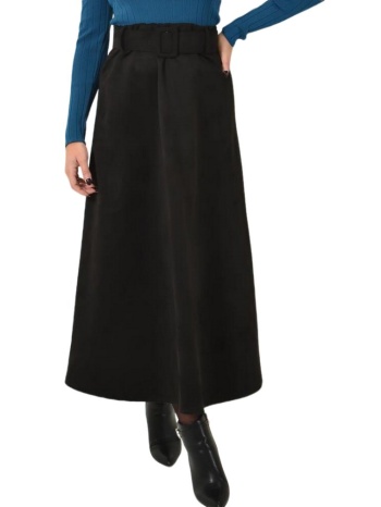 μίντι σουέτ φούστα με ζώνη μαύρο 26158