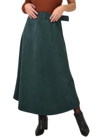 μίντι σουέτ φούστα με ζώνη κυπαρισσί 26166