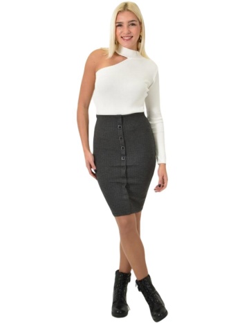 κοντή καρό φούστα με κουμπιά μαύρο 26192