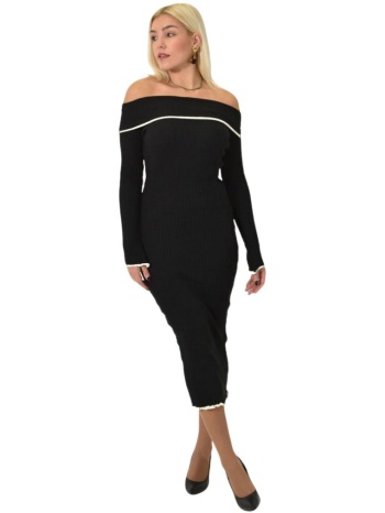 μίντι φόρεμα με γυμνούς ώμους μαύρο 26177