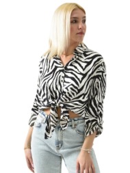 πουκάμισο ασύμμετρο με σχέδιο ζέβρα μαύρο 26219