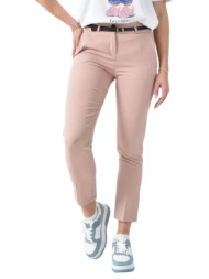 γυναικείο υφασμάτινο παντελόνι με λεπτό ζωνάκι μπεζ 26297