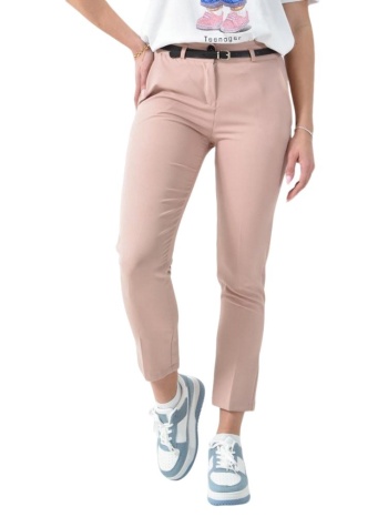 γυναικείο υφασμάτινο παντελόνι με λεπτό ζωνάκι μπεζ 26297