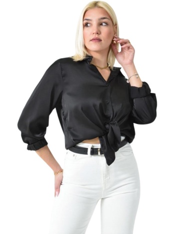 πουκάμισο ασύμμετρο τύπου σατέν μαύρο 26222
