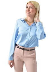 πουκάμισο ασύμμετρο τύπου σατέν γαλάζιο 26224