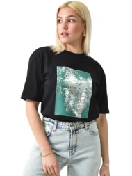 γυναικείο t-shirt με στάμπα μαύρο 26270
