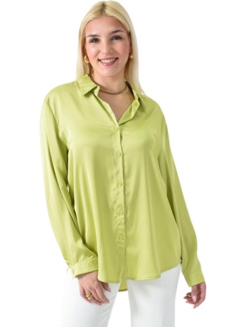 πουκάμισο ασύμμετρο τύπου σατέν λαδί 26227