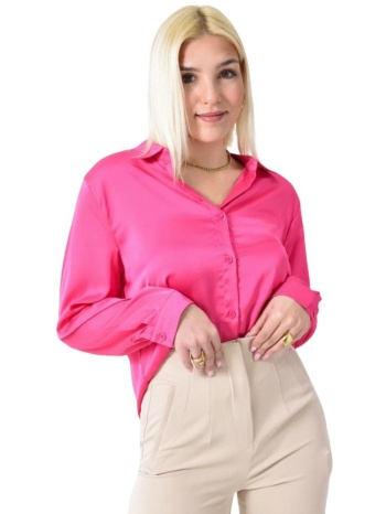 πουκάμισο ασύμμετρο τύπου σατέν φούξια 26229