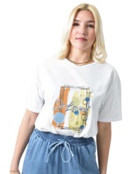 γυναικείο t-shirt με στάμπα so loved και στρας λευκό 26432