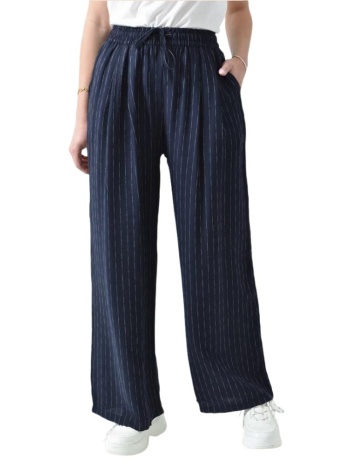 παντελόνι ψηλόμεσο με κορδόνι και ρίγα μπλε σκούρο 26320