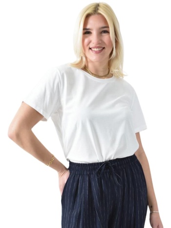μονόχρωμο t-shirt με στρόγγυλη λαιμόκοψη λευκό 26409