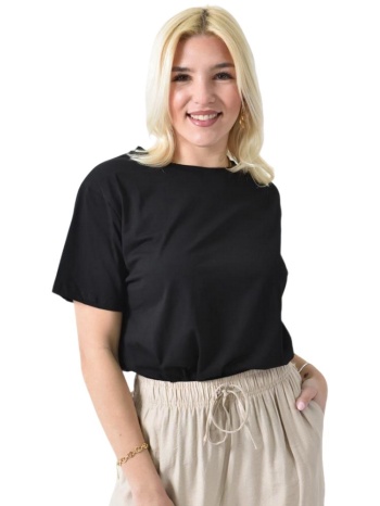 μονόχρωμο t-shirt με στρόγγυλη λαιμόκοψη μαύρο 26410