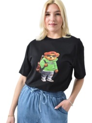 γυναικείο t-shirt με σχέδιο αρκούδι μαύρο 26416