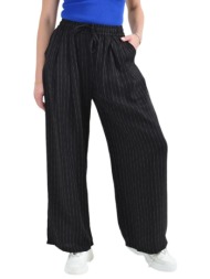 παντελόνι ψηλόμεσο ριγέ με δέσιμο μαύρο 26317