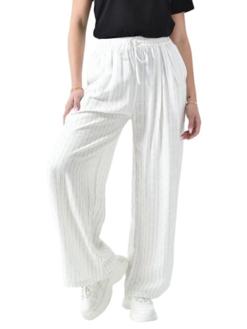 παντελόνι ψηλόμεσο ριγέ με δέσιμο λευκό 26321