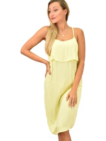 φόρεμα mini με λεπτή τιράντα κίτρινο 1856