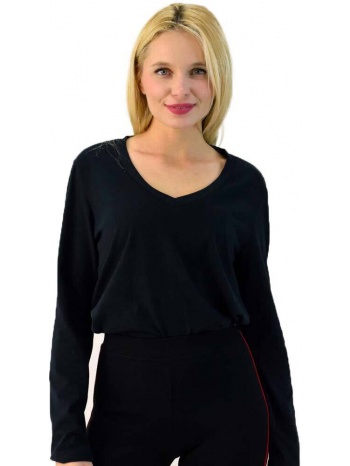 basic μπλούζα με v λαιμόκοψη μαύρο 1639