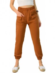 γυναικείο παντελόνι loose με λάστιχο καφέ 3073