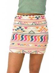 μίνι φούστα με πολύχρωμα σχέδια μπεζ 6988