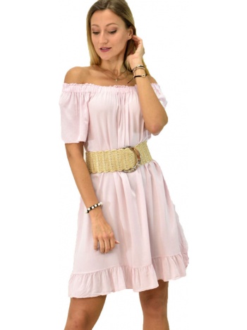 γυναικείο φόρεμα στράπλες απαλό ροζ 7456