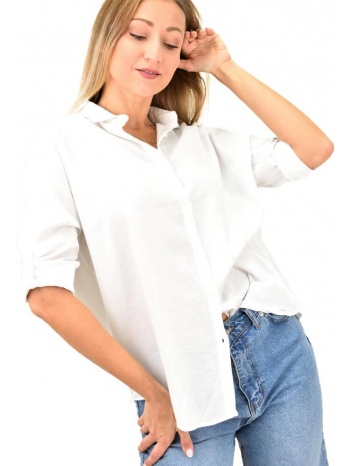 γυναικείο πουκάμισο oversized εκρού 9941