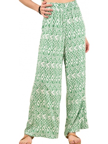 γυναικεία παντελόνα με γεωμετρικά σχέδια πράσινο 11350