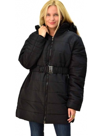 γυναικείο μπουφάν για μεγάλα μεγέθη μαύρο 4076