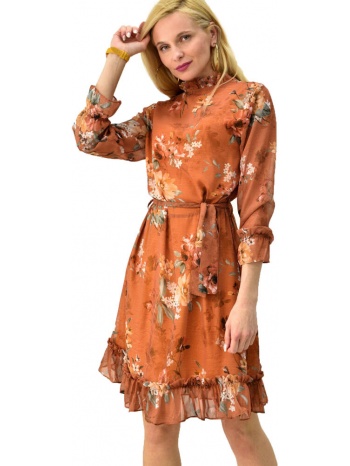γυναικείο αέρινο φόρεμα μίνι πορτοκαλί 6126