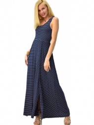 φόρεμα μάξι με έναν ώμο μπλε ρίγα 6358