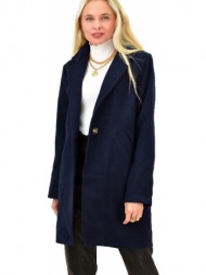 γυναικείο παλτό με γιακά μπλε σκούρο 13301