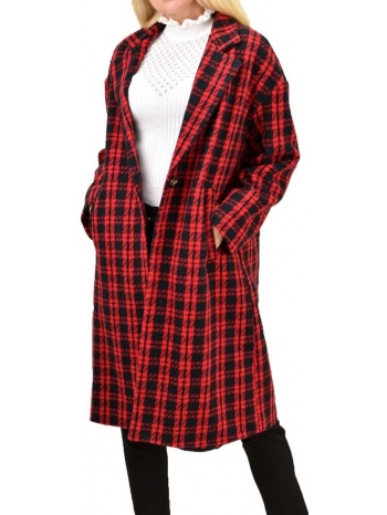 γυναικείο παλτό καρό κόκκινο 13464