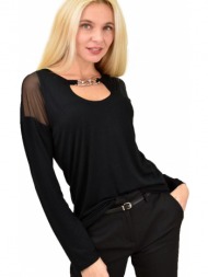 γυναικεία μπλούζα με σχέδιο αλυσίδα μαύρο 13492