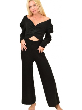 γυναικείο πλεκτό σετ μακρυμάνικο μαύρο 12541