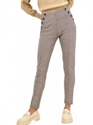 γυναικείο εφαρμοστό παντελόνι με διακοσμητικά κουμπιά μπορντώ 12658
