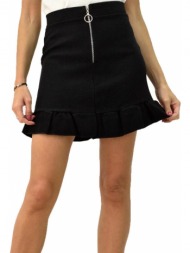 γυναικεία φούστα πλεκτή με τελείωμα βολάν μαύρο 8472